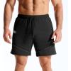image:imageBROKIG Mens AdiArmor Running Shorts with Zip Pockets Quick Dry 7 Gym Workout Shorts Lightweight for Hiking CasualBlackDark Grey