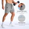 image:imageBROKIG Mens AdiArmor Running Shorts with Zip Pockets Quick Dry 7 Gym Workout Shorts Lightweight for Hiking CasualLight Grey