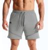 image:imageBROKIG Mens AdiArmor Running Shorts with Zip Pockets Quick Dry 7 Gym Workout Shorts Lightweight for Hiking CasualLight Grey