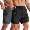 image:imageBROKIG Mens AdiArmor Running Shorts with Zip Pockets Quick Dry 7 Gym Workout Shorts Lightweight for Hiking CasualBlackDark Grey