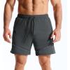 image:imageBROKIG Mens AdiArmor Running Shorts with Zip Pockets Lightweight Gym Workout Short for Hiking CasualDark Grey