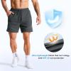 image:imageBROKIG Mens AdiArmor Running Shorts with Zip Pockets Lightweight Gym Workout Short for Hiking CasualDark Grey