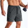image:imageBROKIG Mens AdiArmor Running Shorts with Zip Pockets Lightweight Gym Workout Short for Hiking CasualDark Grey