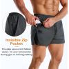 image:imageBROKIG Mens LightArmor Training Gym Shorts with Zip Pocket3 Quick Dry Cooling Summer Running Shorts for Beach WorkoutDark Grey