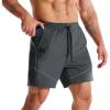 image:imageBROKIG Mens AdiArmor Running Shorts with Zip Pockets Lightweight Gym Workout Short for Hiking CasualDark Grey