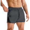 image:imageBROKIG Mens LightArmor Training Gym Shorts with Zip Pocket3 Quick Dry Cooling Summer Running Shorts for Beach WorkoutDark Grey