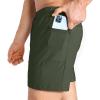 image:imageBROKIG Mens Lightweight Gym Shorts with Zip PocketStretch Fitted Quick Dry Athletic Shorts Men for Workout ExerciseArmy Green