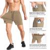 image:imageBROKIG Mens Lightweight Gym Shorts with Zip PocketStretch Fitted Quick Dry Athletic Shorts Men for Workout ExerciseKhaki