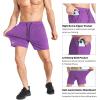image:imageBROKIG Mens Lightweight Gym Shorts with Zip PocketStretch Fitted Quick Dry Athletic Shorts Men for Workout ExercisePurple