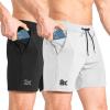 image:imageBROKIG Mens Lightweight Gym Shorts with Zip PocketStretch Fitted Quick Dry Athletic Shorts Men for Workout ExerciseBlackLight Grey