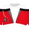 image:imageBROKIG Mens 5 Gym Bodybuilding Shorts Running Workout Lightweight Shorts Elastic Waistband with PocketsClassic Red