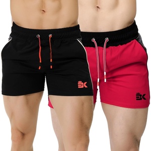 image:imageBROKIG Mens 5 Gym Bodybuilding Shorts Running Workout Lightweight Shorts Elastic Waistband with PocketsBlackred