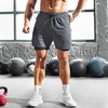 image:imageBROKIG Mens DualLayer Gym Shorts Lightweight Quick Dry Running Bodybuilding 7 Fitted Workout Short LinedZip PocketDark Blue
