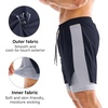 image:imageBROKIG Mens DualLayer Gym Shorts Lightweight Quick Dry Running Bodybuilding 7 Fitted Workout Short LinedZip PocketDark Blue