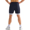 image:imageBROKIG Mens DualLayer Gym Shorts Lightweight Quick Dry Running Bodybuilding 7 Fitted Workout Short LinedZip PocketDark Blue
