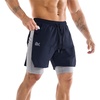 image:imageBROKIG Mens DualLayer Gym Shorts Lightweight Quick Dry Running Bodybuilding 7 Fitted Workout Short LinedZip PocketDark Blue