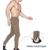 image:imageBROKIG Mens Zip Joggers Casual Gym Workout Track Pants2 Pack Beigeblack