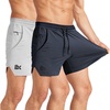 image:imageBROKIG 2Pack Mens 5 inch Stretch Lightweight Workout Running Shorts Fitted  Quick DryComfortableGymAthletic FitBodybuildingSplitLegInvisible Zip PocketSportPolyester Spandex BlendBreathableDark GreyLight Grey