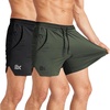 image:imageBROKIG 2Pack Mens 5 inch Stretch Lightweight Workout Running Shorts Fitted  Quick DryComfortableGymAthletic FitBodybuildingSplitLegInvisible Zip PocketSportPolyester Spandex BlendBreathableBlackArmy Green