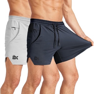 image:imageBROKIG 2Pack Mens 5 inch Stretch Lightweight Workout Running Shorts Fitted  Quick DryComfortableGymAthletic FitBodybuildingSplitLegInvisible Zip PocketSportPolyester Spandex BlendBreathableDark GreyLight Grey