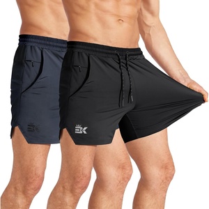 image:imageBROKIG 2Pack Mens 5 inch Stretch Lightweight Workout Running Shorts Fitted  Quick DryComfortableGymAthletic FitBodybuildingSplitLegInvisible Zip PocketSportPolyester Spandex BlendBreathableBlackDark Grey