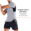 image:imageBROKIG 3Pack Mens Lightweight Muscle Gym Shirts Workout Athletic T Shirt  Irregular HemSide SplitsUnderarm MeshMuscle Shaping Seams Line4 Way StretchBreathableQuick DryShort SleeveComfortableBlackLight GreyBlue