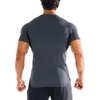 image:imageBROKIG 3Pack Mens Lightweight Muscle Gym Shirts Workout Athletic T Shirt  Irregular HemSide SplitsUnderarm MeshMuscle Shaping Seams Line4 Way StretchBreathableQuick DryShort SleeveComfortableBlackDark GreyLight Grey