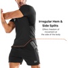 image:imageBROKIG 3Pack Mens Lightweight Muscle Gym Shirts Workout Athletic T Shirt  Irregular HemSide SplitsUnderarm MeshMuscle Shaping Seams Line4 Way StretchBreathableQuick DryShort SleeveComfortableBlackDark GreyLight Grey