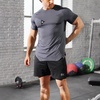 image:imageBROKIG 3Pack Mens Lightweight Muscle Gym Shirts Workout Athletic T Shirt  Irregular HemSide SplitsUnderarm MeshMuscle Shaping Seams Line4 Way StretchBreathableQuick DryShort SleeveComfortableBlackLight GreyBlue