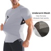 image:imageBROKIG 3Pack Mens Lightweight Muscle Gym Shirts Workout Athletic T Shirt  Irregular HemSide SplitsUnderarm MeshMuscle Shaping Seams Line4 Way StretchBreathableQuick DryShort SleeveComfortableBlackLight GreyBlue