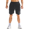 image:imageBROKIG Mens ZipSlim Workout Athletic Gym Running Shorts  Irregular HemCloser Back Zip PocketTrainingSportsBodybuildingMoisture WickingComfortable Cotton Polyester BlendBlack