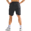 image:imageBROKIG Mens ZipSlim Workout Athletic Gym Running Shorts  Irregular HemCloser Back Zip PocketTrainingSportsBodybuildingMoisture WickingComfortable Cotton Polyester BlendBlackDark Grey