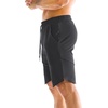 image:imageBROKIG Mens ZipSlim Workout Athletic Gym Running Shorts  Irregular HemCloser Back Zip PocketTrainingSportsBodybuildingMoisture WickingComfortable Cotton Polyester BlendBlackDark Grey