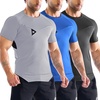 image:imageBROKIG 3Pack Mens Lightweight Muscle Gym Shirts Workout Athletic T Shirt  Irregular HemSide SplitsUnderarm MeshMuscle Shaping Seams Line4 Way StretchBreathableQuick DryShort SleeveComfortableBlackLight GreyBlue