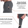 image:imageBROKIG Mens Workout Running Sweatpants Gym Jogger Pants Tapered Sweat Pants  Carrot Fit Ankle Cuffs Design Deep Zip PocketAthletic Sweat PantsCotton Polyester BlendElastic Waistband with DrawstringDark Gray