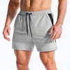 image:imageBROKIG Mens Workout Athletic Lightweight Stretch Gym Shorts  DriArmorRunning5 Inch Inseam ShortSide Breathable Mesh PanelsDeep Mesh Zip PocketLeg Enhancing SeamSplitLegQuick DryLight Grey