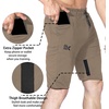 image:imageBROKIG Mens 7 Inch Slim Fit Gym Workout Shorts Tapered Running Shorts  Fitted Hidden Zipper Pocket Duable Knee Long Athletic Jogger Shorts for Squat Weightlifting Training Lounging Casual WearBeige