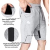 image:imageBROKIG Mens 7 Inch Slim Fit Gym Workout Shorts Tapered Running Shorts  Fitted Hidden Zipper Pocket Duable Knee Long Athletic Jogger Shorts for Squat Weightlifting Training Lounging Casual WearLight Grey