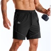 image:imageBROKIG Mens Lightweight Gym Workout Running Stretch Shorts  AdiArmor7 Inch InseamQuick DryStretchDeep Mesh PocketsAthletic FitNylon Spandex BlendReflective lineComfortableSportBlack