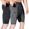image:imageBROKIG Mens 7 Inch Slim Fit Gym Workout Shorts Tapered Running Shorts  Fitted Hidden Zipper Pocket Duable Knee Long Athletic Jogger Shorts for Squat Weightlifting Training Lounging Casual WearBlackdark Gray