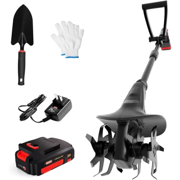 MZK 20V Cordless Tiller Cultivator with 24 Steel Tines,7.8-inch Wide Battery Powered Garden Cultivator, Mini Tiller for Gardening, 