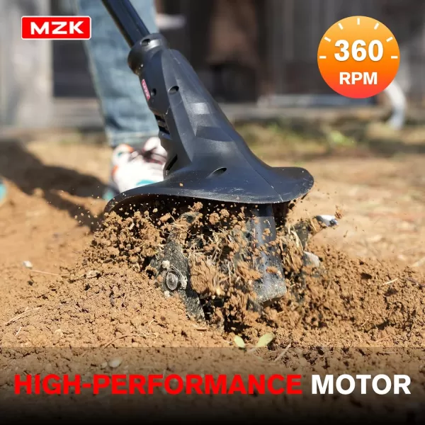 MZK 20V Cordless Tiller Cultivator with 24 Steel Tines,7.8-inch Wide Battery Powered Garden Cultivator, Mini Tiller for Gardening, 