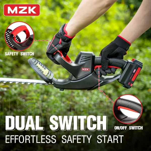 MZK 22.4'' Cordless Hedge Trimmer, 20V Bush Trimmer, Handheld Hedge Cutter, Grass Shrub Trimmer, Lightweight &amp; Compact Trimmer
