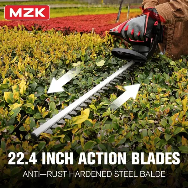 MZK 22.4'' Cordless Hedge Trimmer, 20V Bush Trimmer, Handheld Hedge Cutter, Grass Shrub Trimmer, Lightweight &amp; Compact Trimmer