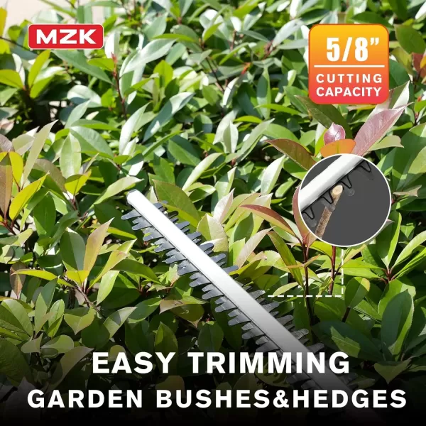 MZK 22.4'' Cordless Hedge Trimmer, 20V Bush Trimmer, Handheld Hedge Cutter, Grass Shrub Trimmer, Lightweight &amp; Compact Trimmer