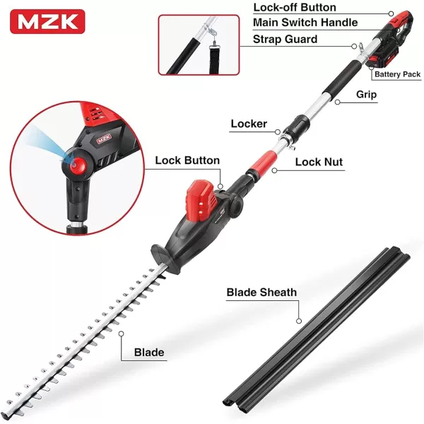 MZK 22.4'' Cordless Hedge Trimmer, 20V Bush Trimmer, Handheld Hedge Cutter, Grass Shrub Trimmer, Lightweight &amp; Compact Trimmer