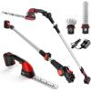 imageMZK 3in1 20V Pole Mini Hedge Trimmer ampamp Grass Shear 13ft Reach Electric Hedge Trimmer with Extension Pole MultiAngle for Garden LawnBattery and Charger IncludedHT08D11