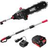 imageMZK 8 Cordless Pole Saw 4AH Battery Powered Pole Saws 13Foot Reach Chain Saw for Tree Trimming with Oiling System 20V Electric Pole Chainsaw MultiAngle HeadBattery and Fast Charger Included8