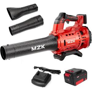 imageMZK 20V Brushless Cordless Leaf Blower 600CFM Electric Cordless Leaf Blower with 40Ah Batteries and Charger Electric Leaf Blowers for Lawn Yard and GarageRed