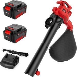 imageMZK 40V Cordless Leaf Blower Leaf Vacuum and Mulcher 3in1 Brushless Battery Powered Leaf Blower Kit with Collection Bag 550CFM Leaf Vacuum for Lawn care240Ah BatteryandFast Charger Included
